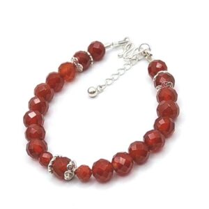 red carnelian baby bracelet with sterling silver clasp and embellishments